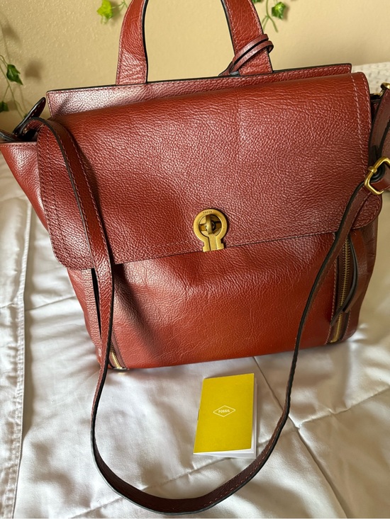Fossil Handbags - Fossil Leather Convertible Backpack in Cognac Brown